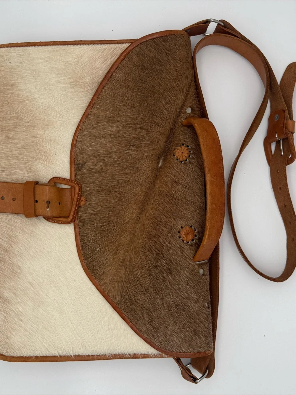 Custom Made in Mexico Genuine Cowhide Leather Western Messenger Bag 🤎